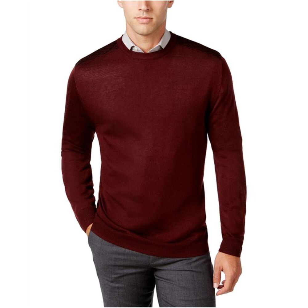 Ryan Seacrest Mens Contrast-Shoulder Pullover Sweater, Red, 3XL, DM